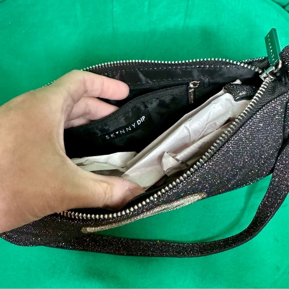 Skinny Dip. Rhinestone Smiley Face Shoulder Bag.  NWOT - Picture 3 of 4